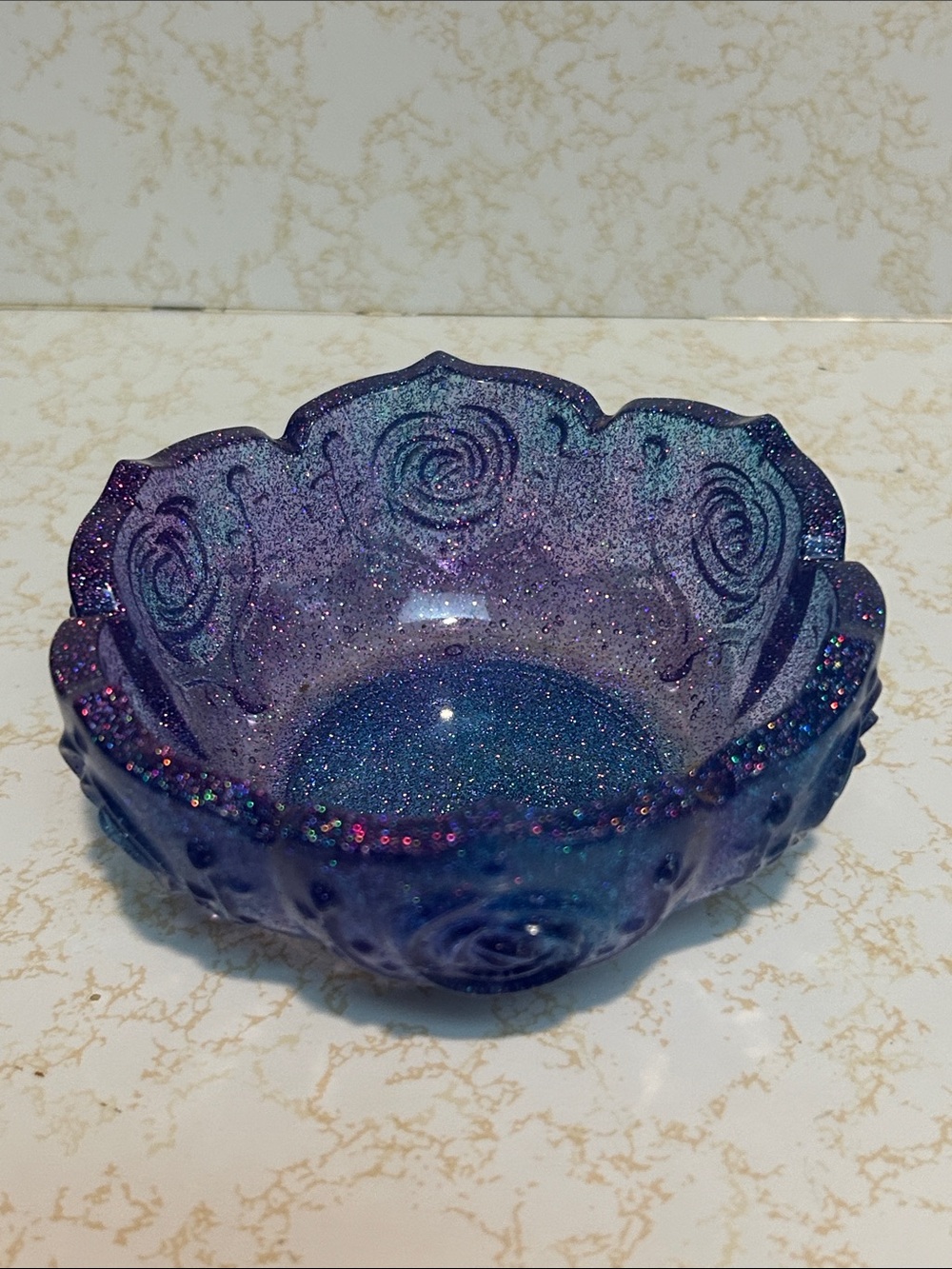 Handmade Purple Glitter Resin Decorative Bowl